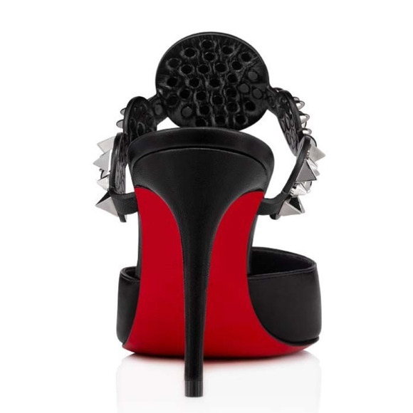 Christian Louboutin Miss Goldora 85 Black Backless Sandal Mule Heel Pump 39 - Picture 10 of 12